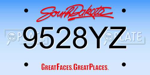 9528YZ South Dakota License Plate