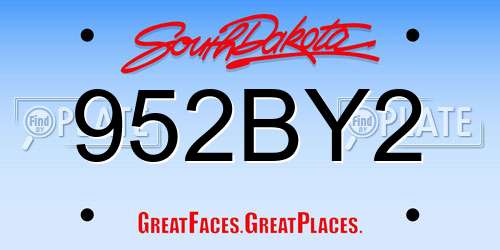 952BY2 South Dakota License Plate