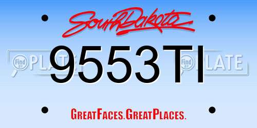 9553TI South Dakota License Plate