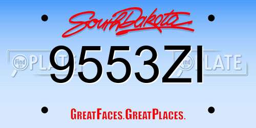 9553ZI South Dakota License Plate