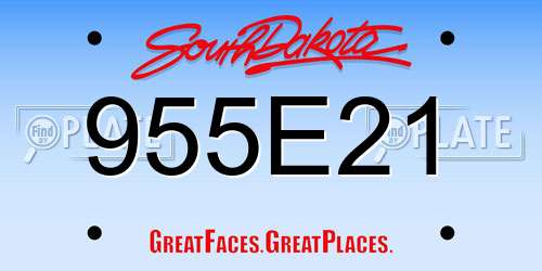 955E21 South Dakota License Plate
