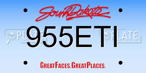 955ETI South Dakota License Plate