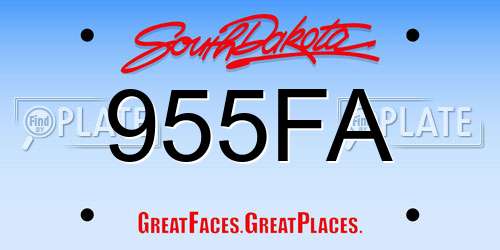 955FA South Dakota License Plate