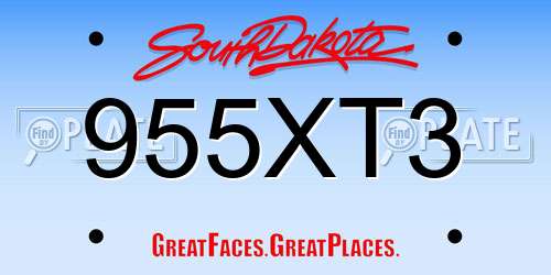 955XT3 South Dakota License Plate