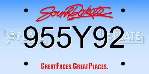 955Y92 South Dakota License Plate