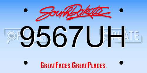 9567UH South Dakota License Plate