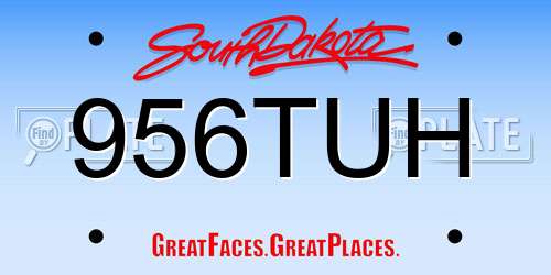 956TUH South Dakota License Plate