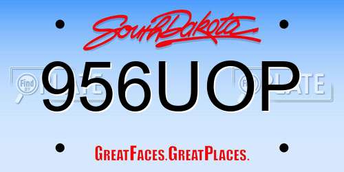 956UOP South Dakota License Plate