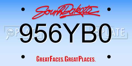 956YB0 South Dakota License Plate