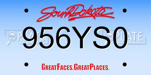 956YS0 South Dakota License Plate