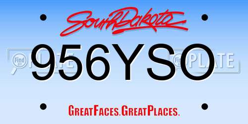 956YSO South Dakota License Plate