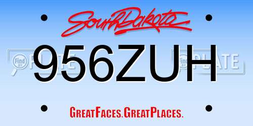 956ZUH South Dakota License Plate