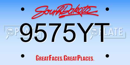 9575YT South Dakota License Plate