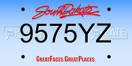 9575YZ South Dakota License Plate