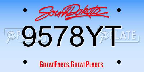 9578YT South Dakota License Plate