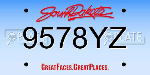 9578YZ South Dakota License Plate