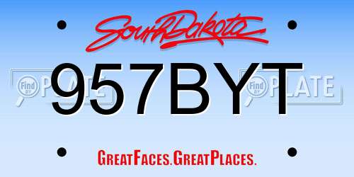 957BYT South Dakota License Plate