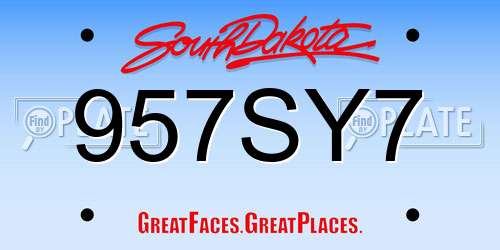 957SY7 South Dakota License Plate