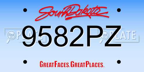 9582PZ South Dakota License Plate