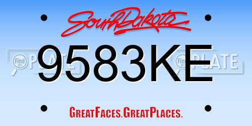 9583KE South Dakota License Plate