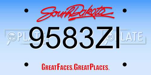 9583ZI South Dakota License Plate