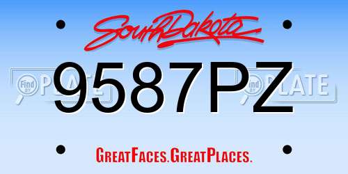 9587PZ South Dakota License Plate