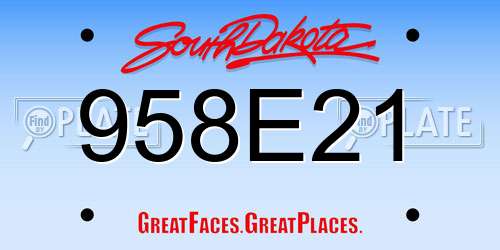 958E21 South Dakota License Plate