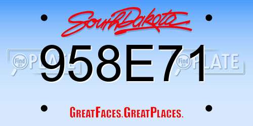 958E71 South Dakota License Plate