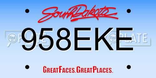 958EKE South Dakota License Plate