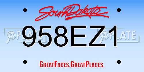 958EZ1 South Dakota License Plate