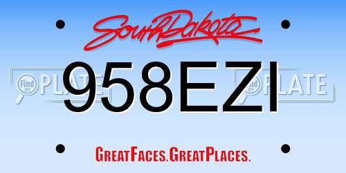 958EZI South Dakota License Plate