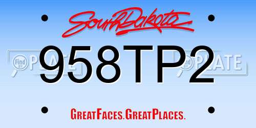 958TP2 South Dakota License Plate