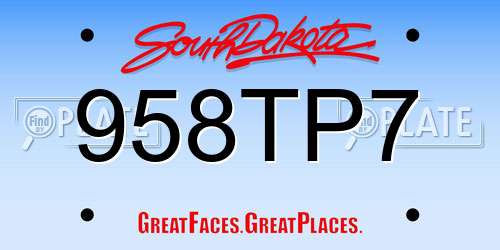 958TP7 South Dakota License Plate