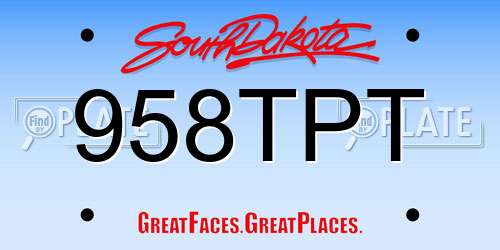958TPT South Dakota License Plate