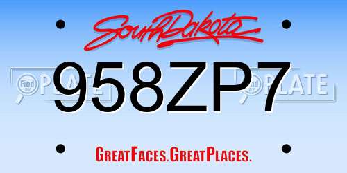 958ZP7 South Dakota License Plate