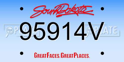 95914V South Dakota License Plate