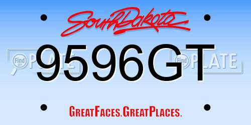 9596GT South Dakota License Plate