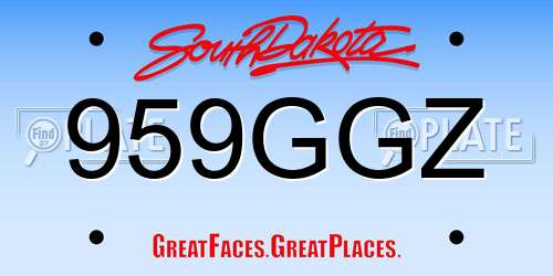 959GGZ South Dakota License Plate