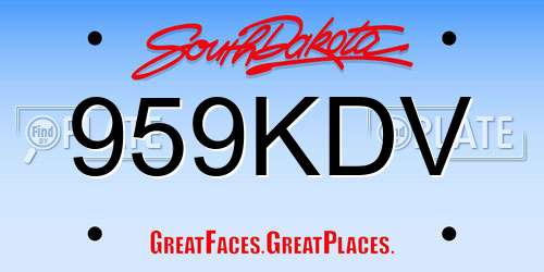 959KDV South Dakota License Plate