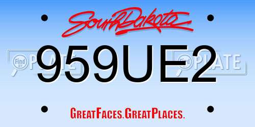 959UE2 South Dakota License Plate
