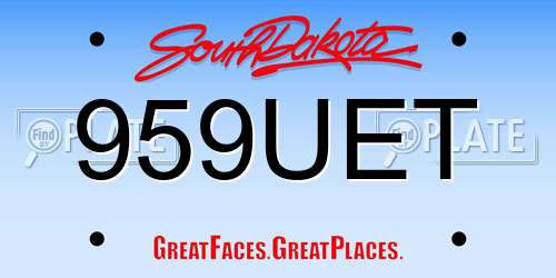 959UET South Dakota License Plate