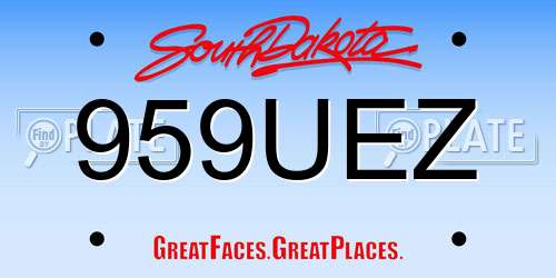 959UEZ South Dakota License Plate