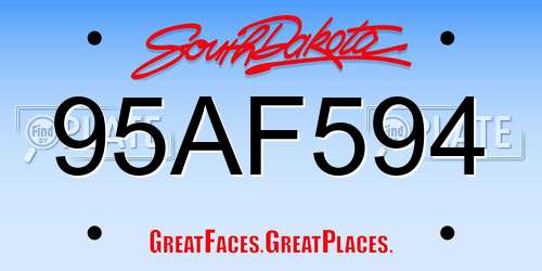 95AF594 South Dakota License Plate