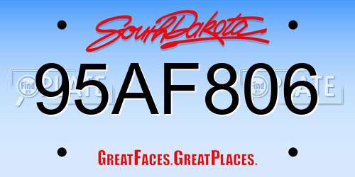 95AF806 South Dakota License Plate