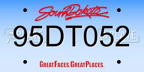 95DT052 South Dakota License Plate