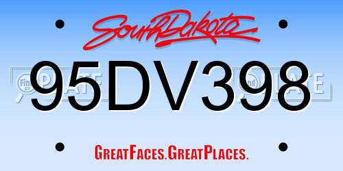 95DV398 South Dakota License Plate