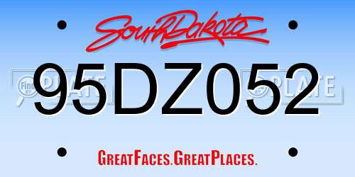 95DZ052 South Dakota License Plate
