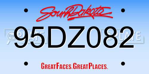 95DZ082 South Dakota License Plate