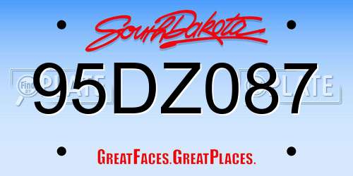 95DZ087 South Dakota License Plate