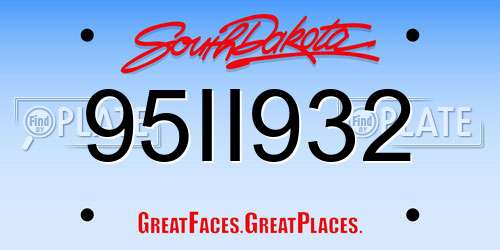 95II932 South Dakota License Plate